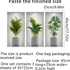 Self-Adhesive 3D Plant Wall Stickers - Waterproof, Dirt-Resistant, Easy Peel-and-Stick Decals for Living Room, Bedroom, Kitchen, and Office - Transform Your Home