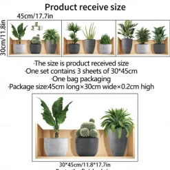 Self-Adhesive 3D Plant Wall Stickers - Waterproof, Dirt-Resistant, Easy Peel-and-Stick Decals for Living Room, Bedroom, Kitchen, and Office - Transform Your Home