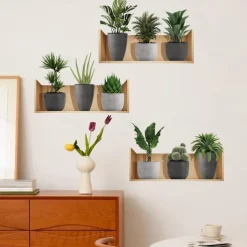 Self-Adhesive 3D Plant Wall Stickers - Waterproof, Dirt-Resistant, Easy Peel-and-Stick Decals for Living Room, Bedroom, Kitchen, and Office - Transform Your Home