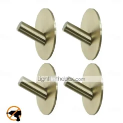 Self-adhesive Round Hooks Durable Stainless Steel Wall Mounted Waterproof Hooks for Bathroom Brushed 4pcs