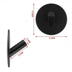 Self-adhesive Round Hooks Durable Stainless Steel Wall Mounted Waterproof Hooks for Bathroom Brushed 4pcs