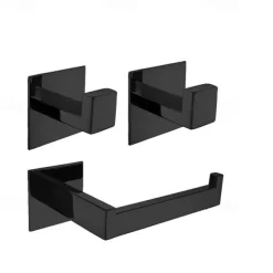 Self-Adhesive Stainless Steel Bathroom Hardware Set - Towel Ring, Toilet Paper Holder, Coat Hook - No-Drill Bathroom Accessories Kit with Adhesive Glue