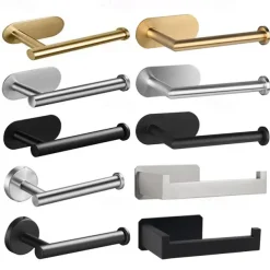 Self-adhesive Toilet Paper Holder Wall Mounted Bathroom 304 Stainless Steel Paper Towel Rack Toilet Multi-Function Toilet Paper Rack Perforated Paper Towel Rack