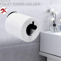 Self-adhesive Toilet Paper Holder SUS304 Stainless Steel Roller Paper Matte Black Storage Rack Tissue Roll Hanger Bathroom Paper Towel Dispenser Office Toilet Paper Holder