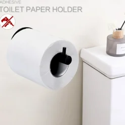 Self-adhesive Toilet Paper Holder SUS304 Stainless Steel Roller Paper Matte Black Storage Rack Tissue Roll Hanger Bathroom Paper Towel Dispenser Office Toilet Paper Holder