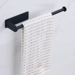 Self-adhesive Towel Holder,Toilet Paper Holder Wall Mounted,Stainless Steel Toilet Paper Roll Holder, Tissue Roll(Black/Chrome)