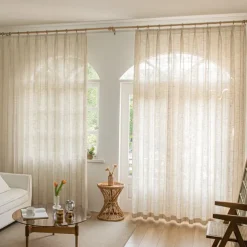 Semi Transparent Screen Curtain One Panel Modern Minimalist Style With Thickened Hemp Cotton Window Screen Living Room Bedroom Dining Room Study Room