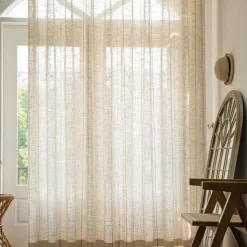 Semi Transparent Screen Curtain One Panel Modern Minimalist Style With Thickened Hemp Cotton Window Screen Living Room Bedroom Dining Room Study Room