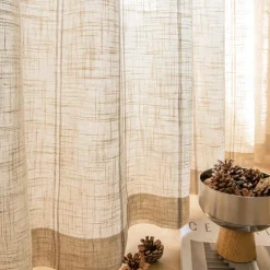 Semi Transparent Screen Curtain One Panel Modern Minimalist Style With Thickened Hemp Cotton Window Screen Living Room Bedroom Dining Room Study Room