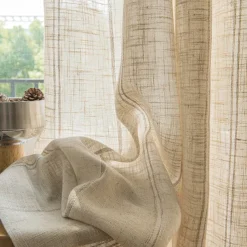 Semi Transparent Screen Curtain One Panel Modern Minimalist Style With Thickened Hemp Cotton Window Screen Living Room Bedroom Dining Room Study Room