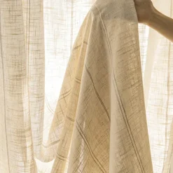 Semi Transparent Screen Curtain One Panel Modern Minimalist Style With Thickened Hemp Cotton Window Screen Living Room Bedroom Dining Room Study Room