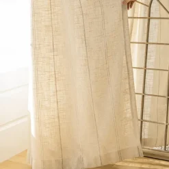 Semi Transparent Screen Curtain One Panel Modern Minimalist Style With Thickened Hemp Cotton Window Screen Living Room Bedroom Dining Room Study Room