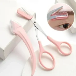 1Set Eyebrow Trimming Knife Eyebrow Face Razor For Women Professional Eyebrow Scissors With Comb Brow Trimmer Scraper Accesso