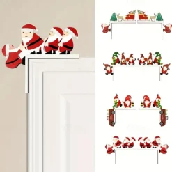 1set Festive Wooden Christmas Tree Decoration Props - 4 Styles for Table Door Frame and Corner - Santa Claus and Holiday Decor for Home and Room