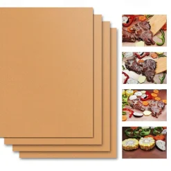 Set of 4 Non-stick Reusable Teflon Sheets Barbecue BBQ Grill Mats for Out Door Grilling