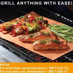 Set of 4 Non-stick Reusable Teflon Sheets Barbecue BBQ Grill Mats for Out Door Grilling