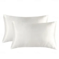 Set of 2 Pcs Silk Satin Pillowcase for Hair and Skin Slip, Pillow Cases for Standard/Queen/King Size - Satin Cooling Pillow Covers with Envelope Closure Suit