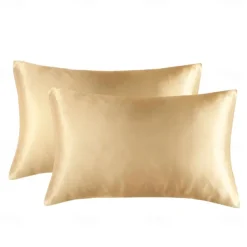 Set of 2 Pcs Silk Satin Pillowcase for Hair and Skin Slip, Pillow Cases for Standard/Queen/King Size - Satin Cooling Pillow Covers with Envelope Closure Suit