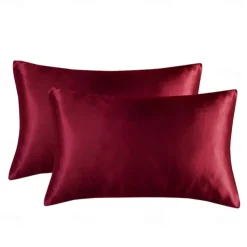 Set of 2 Pcs Silk Satin Pillowcase for Hair and Skin Slip, Pillow Cases for Standard/Queen/King Size - Satin Cooling Pillow Covers with Envelope Closure Suit