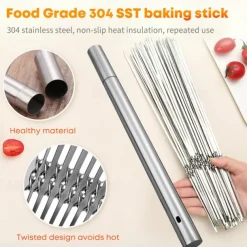 Set of 15 pcs Skewers & 1 Tube Storage Stainless Steel Kabob Skewers Heavy Duty Grilling Skewers Barbecue Skewers Resuable BBQ Sticks for Shish Meat Shrimp Chicken Flat Skewers