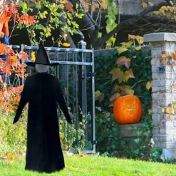 Set of 3 Witches Holding Hands Light Up Face Decoration, Scary Halloween Decorations Outdoor, Voice Control Screaming Witches Decor for Home Outside Yard Lawn Garden Party