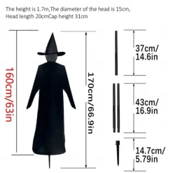 Set of 3 Witches Holding Hands Light Up Face Decoration, Scary Halloween Decorations Outdoor, Voice Control Screaming Witches Decor for Home Outside Yard Lawn Garden Party