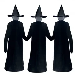 Set of 3 Witches Holding Hands Light Up Face Decoration, Scary Halloween Decorations Outdoor, Voice Control Screaming Witches Decor for Home Outside Yard Lawn Garden Party