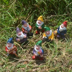 Set of Seven Dwarf Figurines - Home and Garden Décor, Perfect for Pot Decoration, Resin Craftsmanship Collection