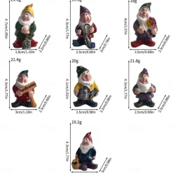 Set of Seven Dwarf Figurines - Home and Garden Décor, Perfect for Pot Decoration, Resin Craftsmanship Collection