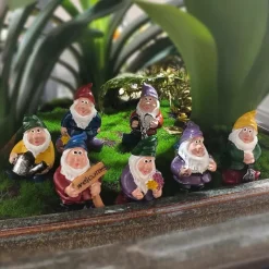 Set of Seven Dwarf Figurines - Home and Garden Décor, Perfect for Pot Decoration, Resin Craftsmanship Collection