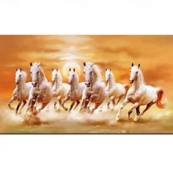 seven white horses galloping animal decorative painting