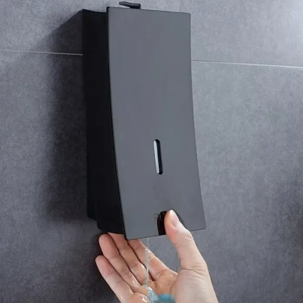 Shampoo Dispenser for Shower,Wall Mount Soap/Shampoo/Lotion Shower Dispenser System Cool Matte Black Constraction ABS 1pc Wall Mounted Push Button Handwash Machine 450ml