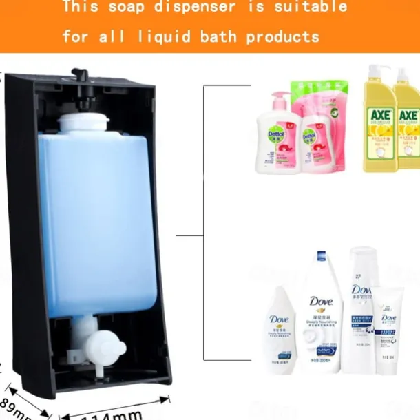 Shampoo Dispenser for Shower,Wall Mount Soap/Shampoo/Lotion Shower Dispenser System Cool Matte Black Constraction ABS 1pc Wall Mounted Push Button Handwash Machine 450ml