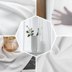 Sheer Curtain Panels Grommet/Eyelet Curtain Drapes For Living Room Bedroom, Farmhouse Curtain for Kitchen Balcony Door Window Treatments Room Darkening