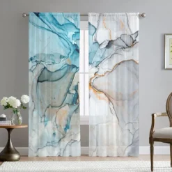 Sheer Curtain Panels Grommet/Eyelet Curtain Drapes For Living Room Bedroom, Farmhouse Curtain for Kitchen Balcony Door Window Treatments Room Darkening