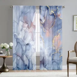 Sheer Curtain Panels Grommet/Eyelet Curtain Drapes For Living Room Bedroom, Farmhouse Curtain for Kitchen Balcony Door Window Treatments Room Darkening