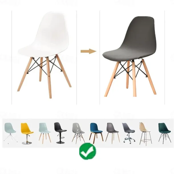 Shell Chair Cover Burgundy Mid Century Style for Kitchen Dining Room Chair Slipcovers Dining Chair Cover Parson Chair Slipcover Stretch Chair Covers for Dining Room