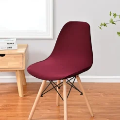 Shell Chair Cover Burgundy Mid Century Style for Kitchen Dining Room Chair Slipcovers Dining Chair Cover Parson Chair Slipcover Stretch Chair Covers for Dining Room