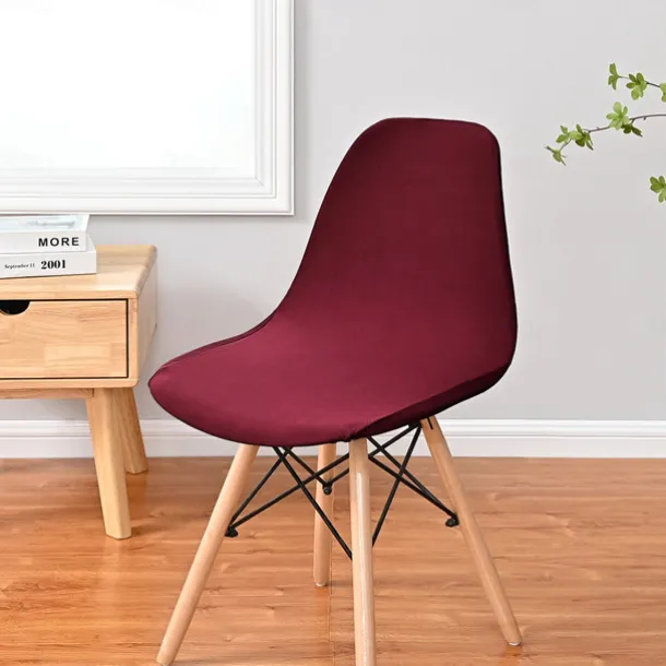 Shell Chair Cover Burgundy Mid Century Style for Kitchen Dining Room Chair Slipcovers Dining Chair Cover Parson Chair Slipcover Stretch Chair Covers for Dining Room