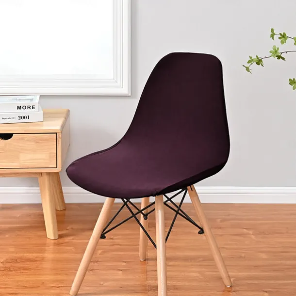 Shell Chair Cover Burgundy Mid Century Style for Kitchen Dining Room Chair Slipcovers Dining Chair Cover Parson Chair Slipcover Stretch Chair Covers for Dining Room