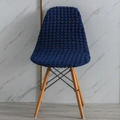 Shell Dining Chair Cover Set of 1,Mid Century Modern Style Seersucker Stretch High Back Dining Chair Cover for Kitchen Dining Room Side Chairs Removable Washable Lounge Armless Chair