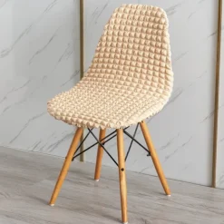 Shell Dining Chair Cover Set of 1,Mid Century Modern Style Seersucker Stretch High Back Dining Chair Cover for Kitchen Dining Room Side Chairs Removable Washable Lounge Armless Chair