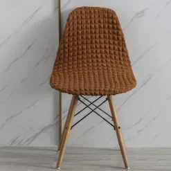 Shell Dining Chair Cover Set of 1,Mid Century Modern Style Seersucker Stretch High Back Dining Chair Cover for Kitchen Dining Room Side Chairs Removable Washable Lounge Armless Chair