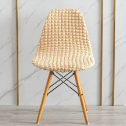 Shell Dining Chair Cover Set of 1,Mid Century Modern Style Seersucker Stretch High Back Dining Chair Cover for Kitchen Dining Room Side Chairs Removable Washable Lounge Armless Chair