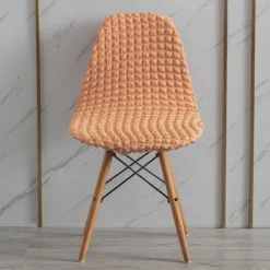 Shell Dining Chair Cover Set of 1,Mid Century Modern Style Seersucker Stretch High Back Dining Chair Cover for Kitchen Dining Room Side Chairs Removable Washable Lounge Armless Chair
