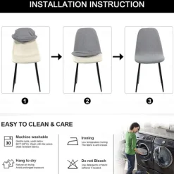 Shell Dining Chair Cover Set of 1,Mid Century Modern Style Seersucker Stretch High Back Dining Chair Cover for Kitchen Dining Room Side Chairs Removable Washable Lounge Armless Chair