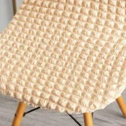 Shell Dining Chair Cover Set of 1,Mid Century Modern Style Seersucker Stretch High Back Dining Chair Cover for Kitchen Dining Room Side Chairs Removable Washable Lounge Armless Chair