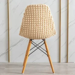 Shell Dining Chair Cover Set of 1,Mid Century Modern Style Seersucker Stretch High Back Dining Chair Cover for Kitchen Dining Room Side Chairs Removable Washable Lounge Armless Chair