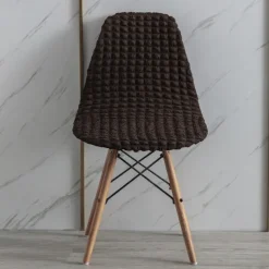 Shell Dining Chair Cover Set of 1,Mid Century Modern Style Seersucker Stretch High Back Dining Chair Cover for Kitchen Dining Room Side Chairs Removable Washable Lounge Armless Chair