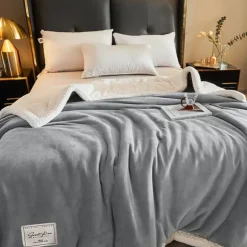 Sherpa Blanket Fleece-Layerd Thick Warm Blanket for Winter Bed Super Soft Fuzzy Flannel Wool Like Reversible Velvet Plush Twin Queen King Weighted Blanket